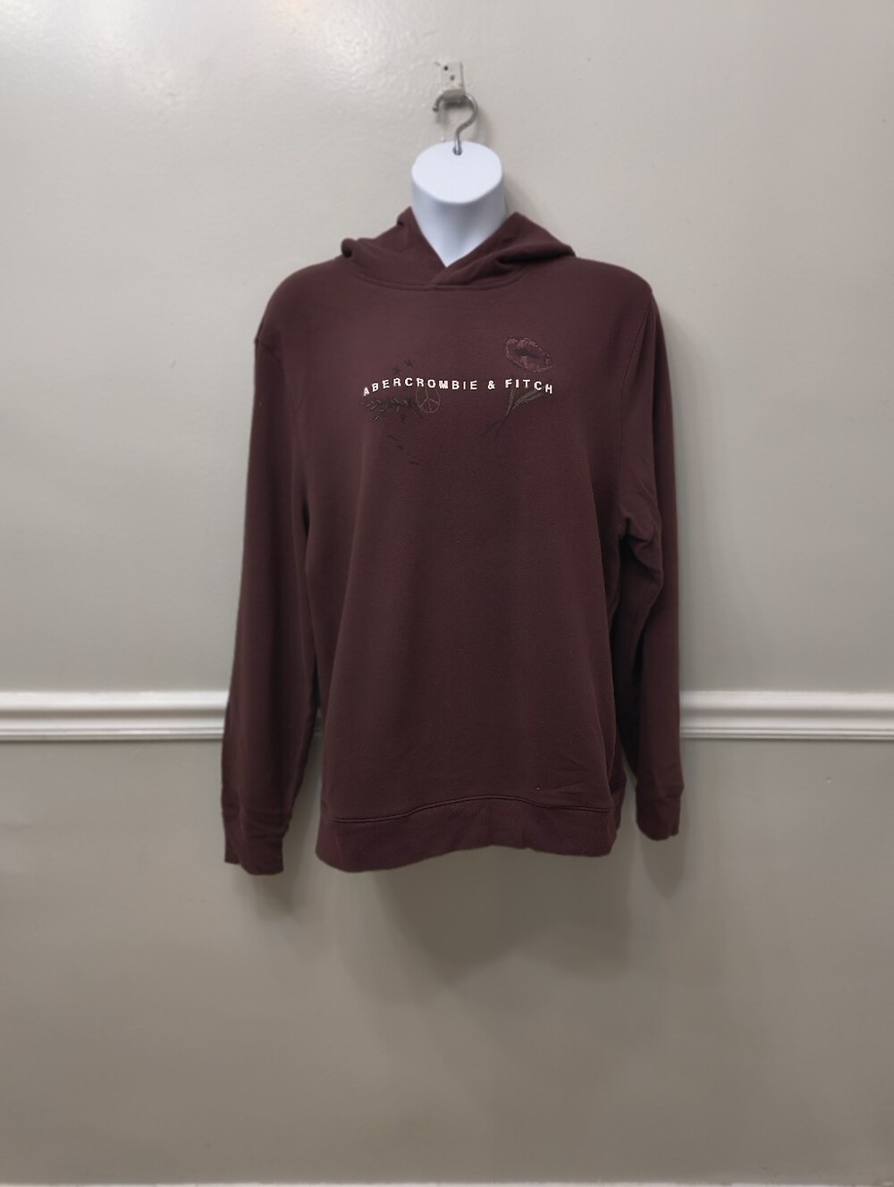 Y2K Abercrombie & Fitch Unisex Vibrant Burgundy Hoodie Sweatshirt XXL Gorpcore